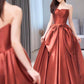 Evening Dress, Chic Party Dress, Strapless Prom Dress,satin Formal Dress,custom Made      fg6752