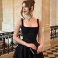 black mini wedding dress evening dress, square neck above knee Party Dress       fg6356