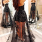 Transparente Spitzenapplikationen, Ballkleider, trägerlos, formelles Kleid, fg6666