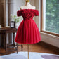 Off the Shoulder Flower Bodice Tulle Short Homecoming Dress       fg6046