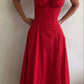 Ärmelloses rotes Party-Ballkleid mit quadratischem Ausschnitt und geteiltem sexy A-Linien-Midikleid fg6008