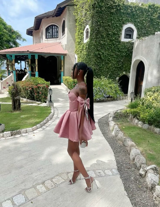 Pink Off Shoulder A Line Homecoming Dress Short Birthday Party Dress    fg7721