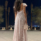 Pink Cap Sleeves Elegant Long Evening Dress Prom Dresses    fg7795