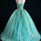 Turquoise Sweetheart Sequin Lace Tulle Ball Gown fg9086