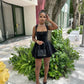 Black A Line Birthday Outfit Short Evening Dress Short Party Dress Cocktail Dresses Homecoming Dress   fg8079
