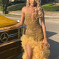 Gold Prom Dress Evening Formal Party Gowns   fg7449