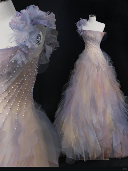 Elegant Formal Dress One Shoulder A-Line Evening Party Dress  fg7529