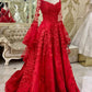 Red Long Lace Tulle Prom Dresses, Long Wedding Dresses     fg2667