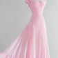 Retro Pink A-line Long Prom Dress,Pink Bridesmaid Dress      fg5991