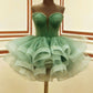 A Line Green Tulle Short Prom Dress Birthday Party Dress Homecoming Dress   fg8136