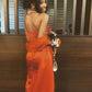 Black girl prom dress Burnt Orange Formal Evening Dress  fg7626