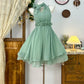 Green Chiffon Vintage Evening Dress Elegant Sleeveless Short Prom Party Dress    fg8178