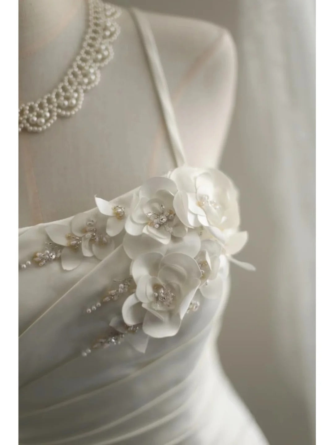 Mermaid White Party Dress Long Evening Dress Princess Wedding Dress    fg8108