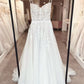 A Line Wedding Dresses for Women Simple Beach Wedding Dresses Sexy Boho Lace Appliques Beaded Bridal Gowns     fg5819