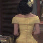Yellow Off Shoulder A Line Party Dress Long Evening Dress     fg8113