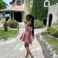 Pink Off Shoulder A Line Homecoming Dress Short Birthday Party Dress    fg7721