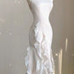 White Sheath Halter Backless Wedding Dress    fg3671