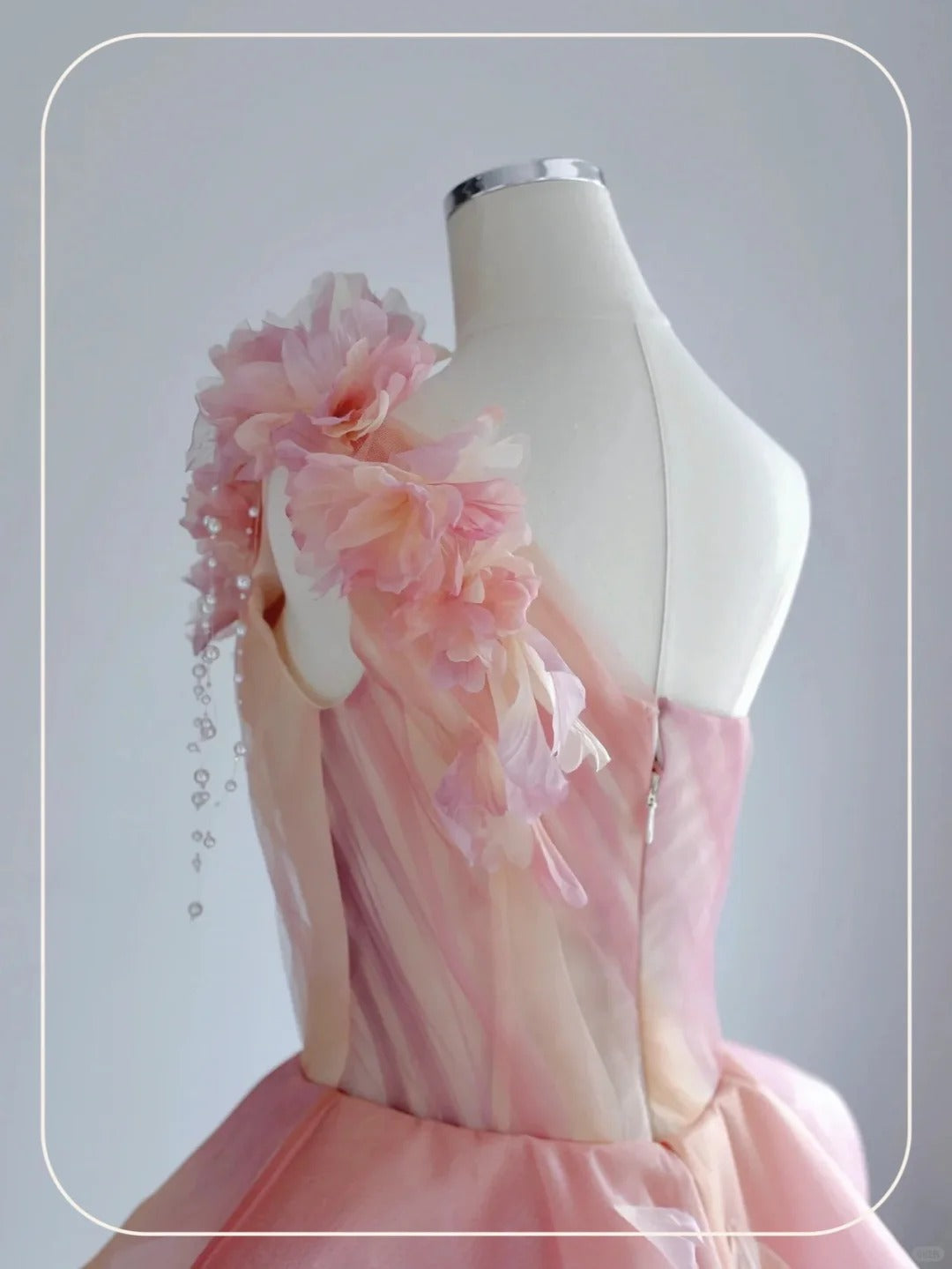 Elegant Formal Dress with 3D Flowers, A-Line Evening Party Dress  fg7527