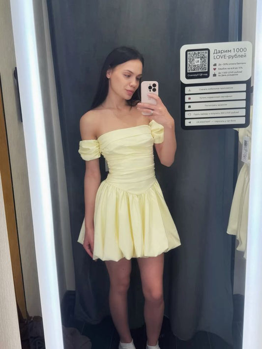 Yellow Simple Short Evening Dress Cocktail Dresses Short Party Dress    fg7826