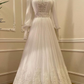 Vintage High Neck Long Sleeves Wedding Dress Modest Bridal Dress   fg7479