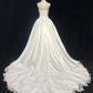 White Elegant Wedding Dress With Beads Flowers Satin Wedding Gowns  fg8593