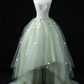 Green Strapless 3D Floral Tulle A Line Evening Gown fg9082