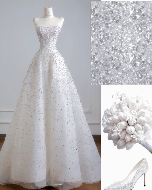 Robe de soirée longue en tulle et dentelle, coupe trapèze, unique, fg7656