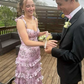 Elegant Double Straps Print Sleeveless Ruffles Prom Dress with Slit fg8303