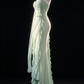 Sage Green Strapless Ruffled Chiffon Mermaid Evening Dress fg9135