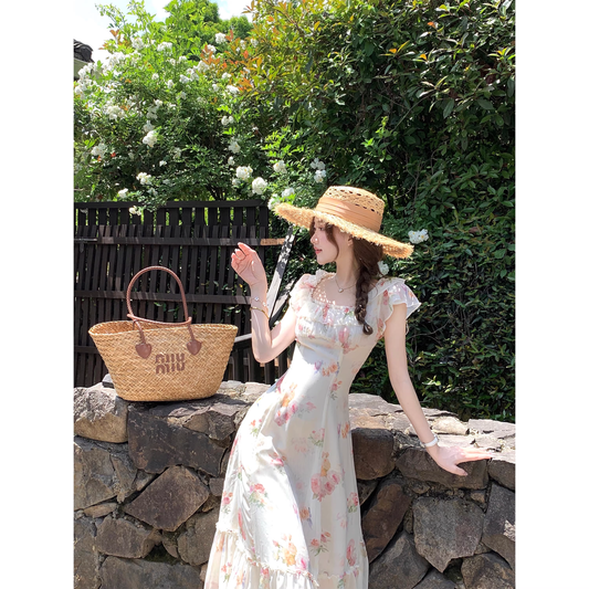 French romantic floral dress for women  A26