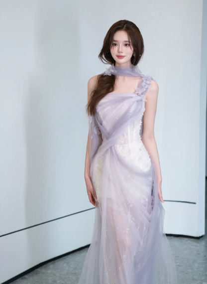 Lilac Mermaid Prom Party Dress Birthday Dress Evening Dress fg8656