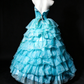 Strapless Beaded Ball Gown with 3D Florals & Ruffled Organza Skirt fg8946