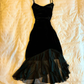 Robe de cocktail à volants en velours noir, robe de soirée, robe de bal (veste non incluse) fg7231