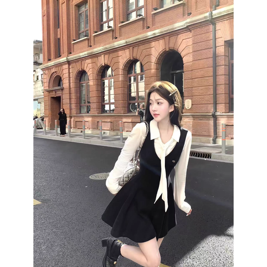 Sleeveless little black dress and shirt set  A84