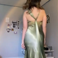 Green Vintage Satin Prom Dress V Neck Evening Dress 21st Birthday Outfit fg8506