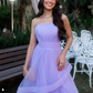 Robe longue en tulle lavande, robe de soirée de mariage, à volants, sans bretelles, robe de bal, robe de cérémonie, fg6856