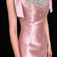 Elegant U-Neck Bow Strap Satin Midi Evening Dress With Rhinestone Embellishment For Banquet fg9008