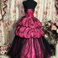 Vintage Sweetheart Neck Pink Tulle Satin Layered Ball Gown Formal Quinceanera Dress With Bow  fg8524