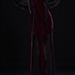 Burgundy High Neck Velvet Mermaid Evening Dress With Chiffon Cape Sleeve fg8977