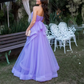 Robe longue en tulle lavande, robe de soirée de mariage, à volants, sans bretelles, robe de bal, robe de cérémonie, fg6856