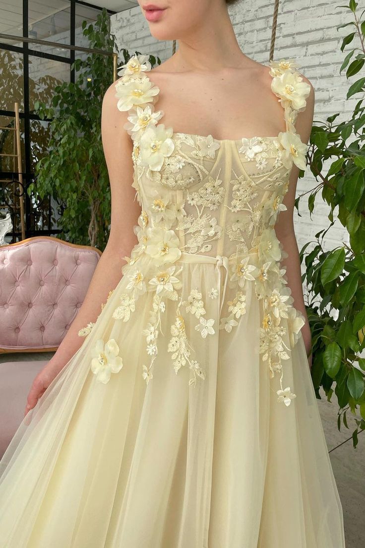 A-Linie Quadratischer Bodenlanger Ärmelloser offener Rücken Applikationen Spitze Ballkleid fg5000