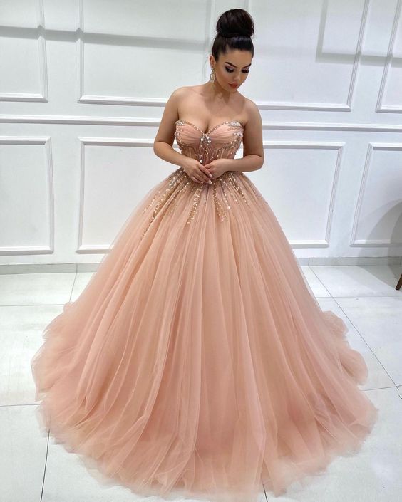 ball gown prom dresses sweetheart neck beaded elegant pageant dresses for women       fg4392