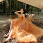 ORANGE TULLE LACE HIGH LOW PROM DRESS EVENING DRESS      fg5549