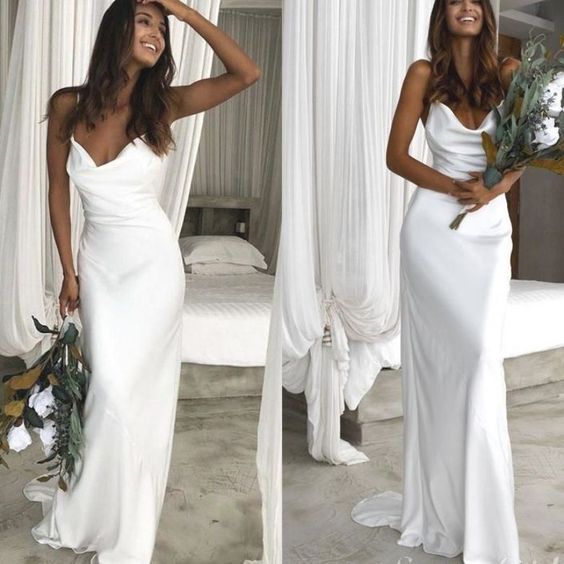 Sexy Simple A Line Bridal Gown Backless Custom Made Wedding Dress   fg4766