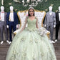 Light Green Ball Gown Quinceanera Dresses High Quality 15 Party Dresses 3D Flower Princess Quinceanera Dresses       fg4353