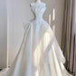 White Organza Strapless Pleats Sleeveless Wedding Dress      fg4911