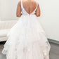Elegant Ball Gown V Neck Wedding Dresses with Appliques     fg4708