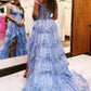 Tulle Appliques Off-the-Shoulder Ruffle Long Prom Dress       fg4747