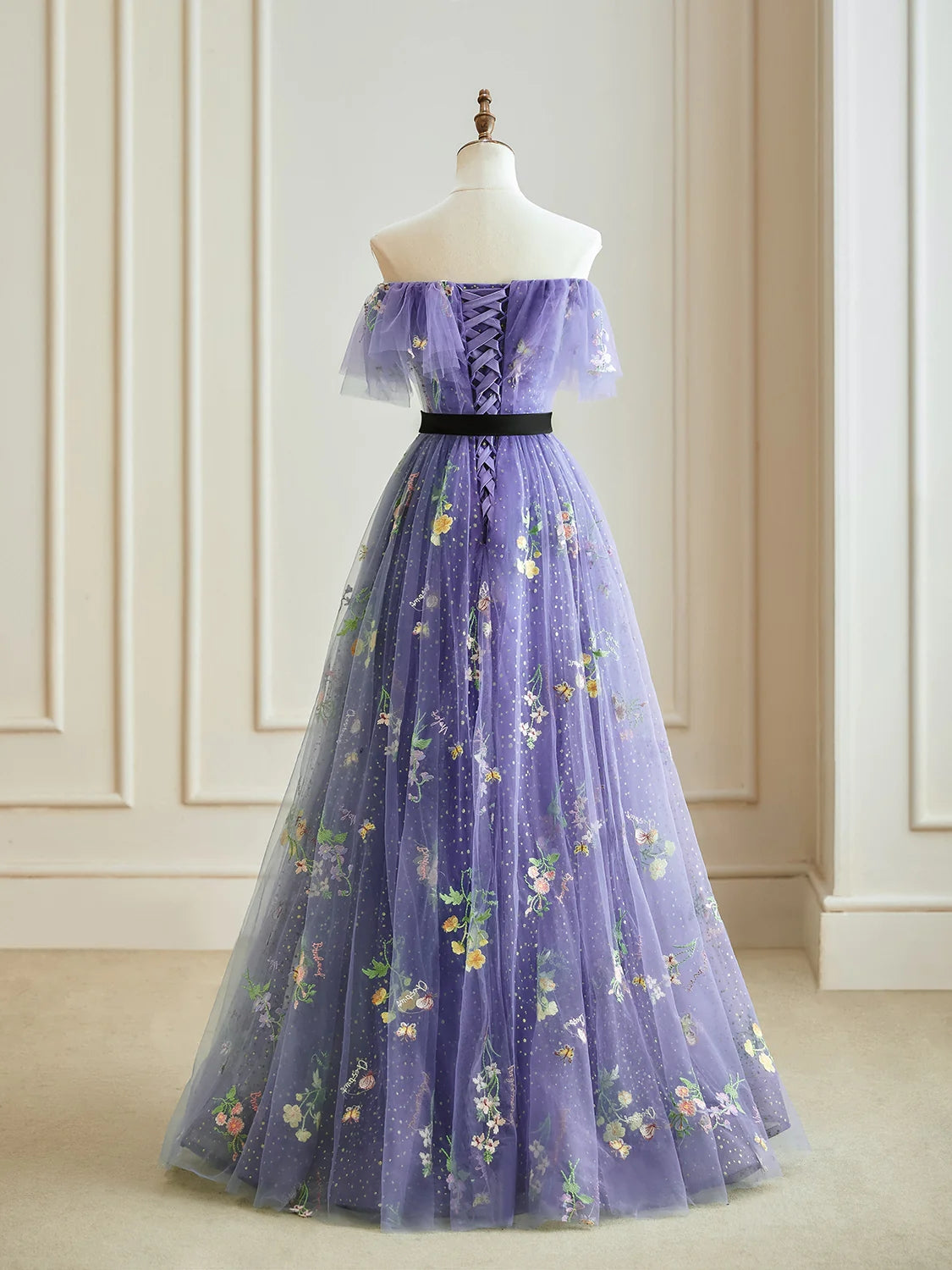 Princess A-line Tulle Lace Purple Long Prom Dress, Purple Long Formal Dress Party Dress Banquet Dress      fg4942