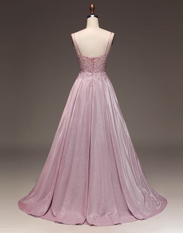 A-Linie Spaghettiträger Langes Glitzer Ballkleid fg5181